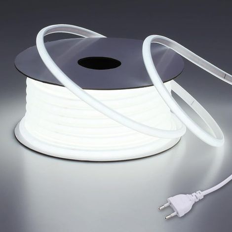 4 M Wasserdichter Cob-led-streifen, 6000 K Kaltweiß – Kürzbares Flexkabel, Ip65 Für Baustellen – Direkte 220-v-installation Ohne Transformator