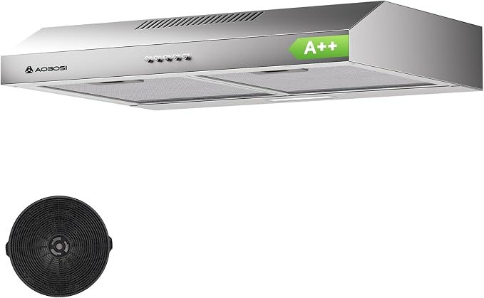 Unterbau Dunstabzugshaube 60cm A++, 230m³/h Starke Saugleistung Dunstabzugshauben, Abluft Umluft Betrieb, 3 Leistungsstufen, Led-beleuchtung, Einfache Installation, Mattes Silber [energieklasse A++]