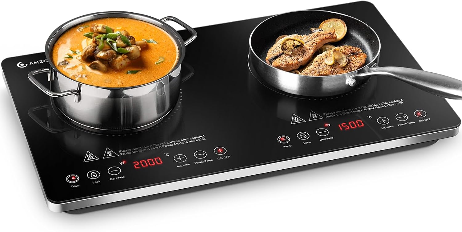 Induktionskochfeld 2 Platten Freistehend, Induktionskochplatte 2 Platten 3500w Mit Unabhängigen Steuerungen, 20 Temperaturstufen, Mehrere Leistungseinstellungen, 4-stunden-timer
