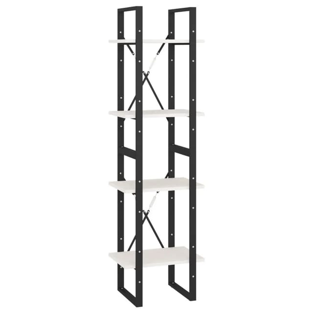 vidaXL Bücherregal 4 Böden Weiß 40x30x140 cm Massivholz Kiefer 806423