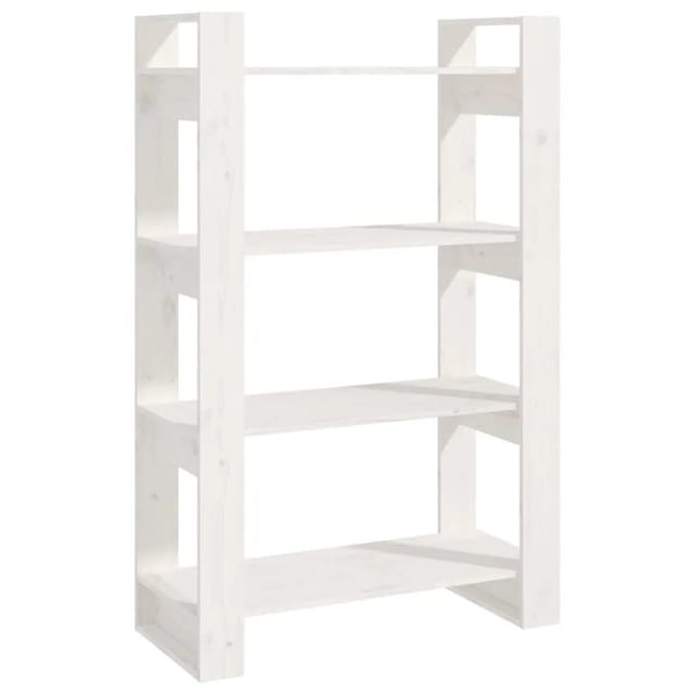 vidaXL Bücherregal/Raumteiler Weiß 80x35x125 cm Massivholz Kiefer 813905