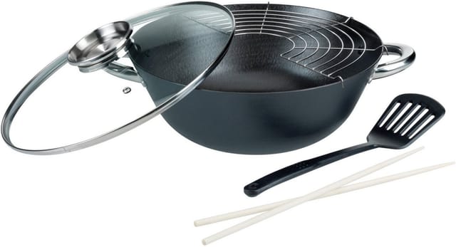 GSW Gusseisen Wok Set Multifunktionstopf 5 Teillig