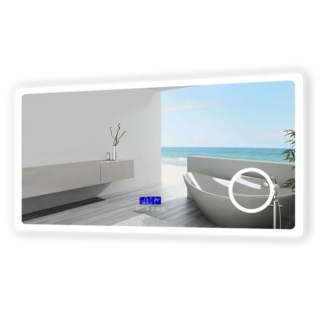 Aica Sanitär Badspiegel mit Bluetooth Schminkspiegel 160x80 cm Spiegel mit Uhr Neutral-Warm-Kaltweiß Dimmbar Memory Touch Beschlagfrei