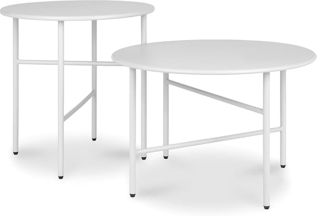 Bomoe Finn Beistelltisch Ø 44x46cm + Ø 53x36cm Weiß 2tlg