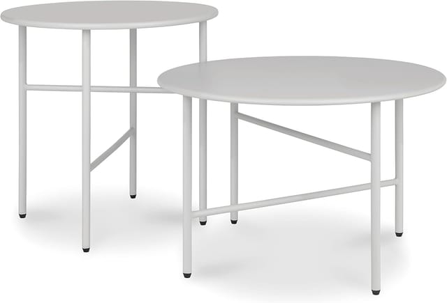 Bomoe Finn Beistelltisch Ø 44x46cm + Ø 53x36cm Hellgrau 2tlg