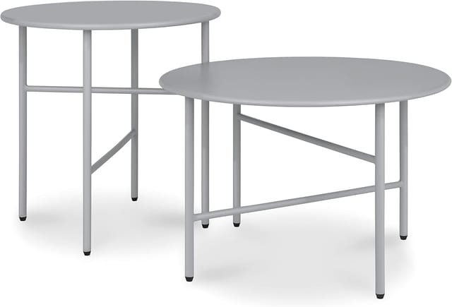 Bomoe Finn Beistelltisch Ø 44x46cm + Ø 53x36cm Grau 2tlg