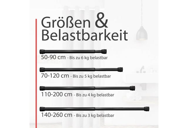 Bomoe Neptun Duschstange L 140-260cm Schwarz