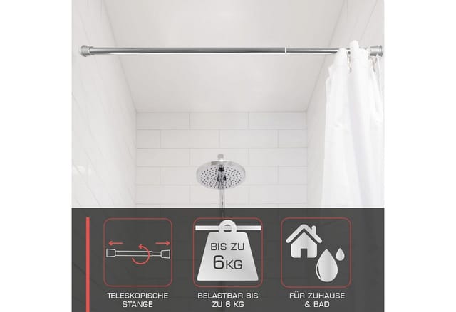 Bomoe Neptun Duschstange L 140-260cm Chrome