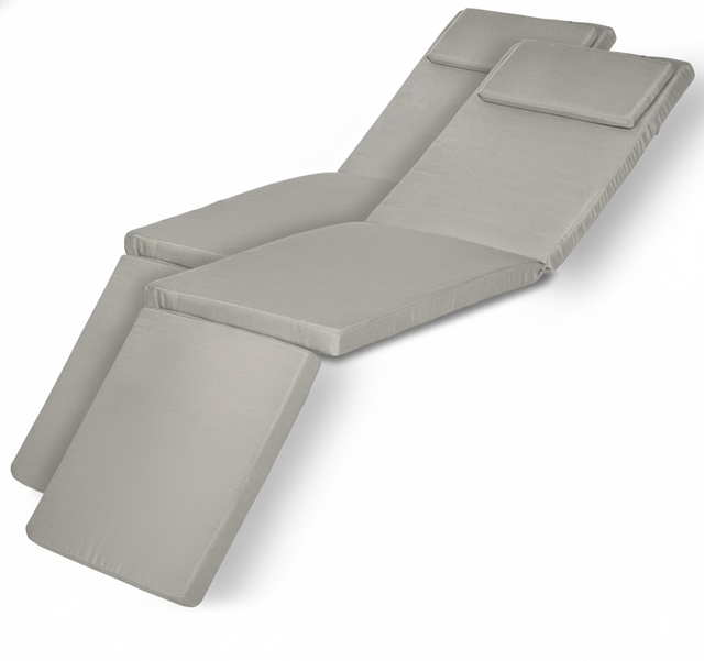 Beautissu Loftlux DC Deckchairauflage 175x45x5cm Hellgrau 2tlg