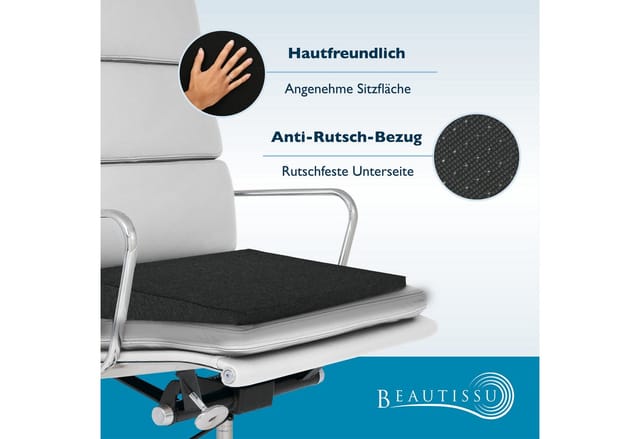 Beautissu BeauErgo Sitzkeilkissen 37x33,5cm Schwarz