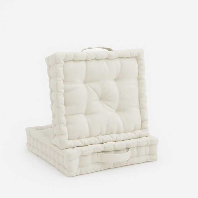 Beautissu Mila Stuhlkissen 50x50x10cm Natur 2tlg