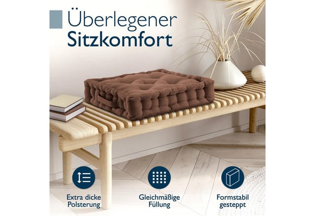 Beautissu Mila Stuhlkissen 40x40x8cm Braun 4tlg