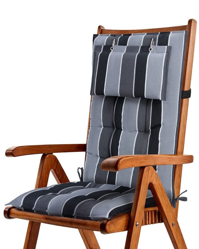 Beautissu Sun-HL Hochlehner 119x50x8cm Anthrazit-Gestreift