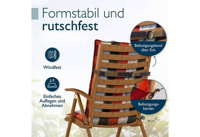 Beautissu Sun-HL Hochlehner 119x50x8cm Orange-Beige-Kariert