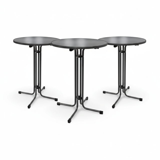Beautissu Bellini Stehtisch Ø60xH110cm Schwarz 3tlg