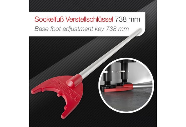 SOTECH Sockelfuß Verstellschlüssel Länge 738 mm für Möbelfüße von 75 Bis 200 mm Höhe