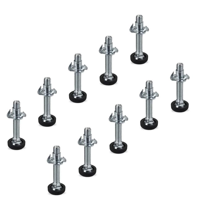 SOTECH 10er Set Verstellschrauben M8 x 45 mm mit Einschlagmutter und Kunststoff Fußteil