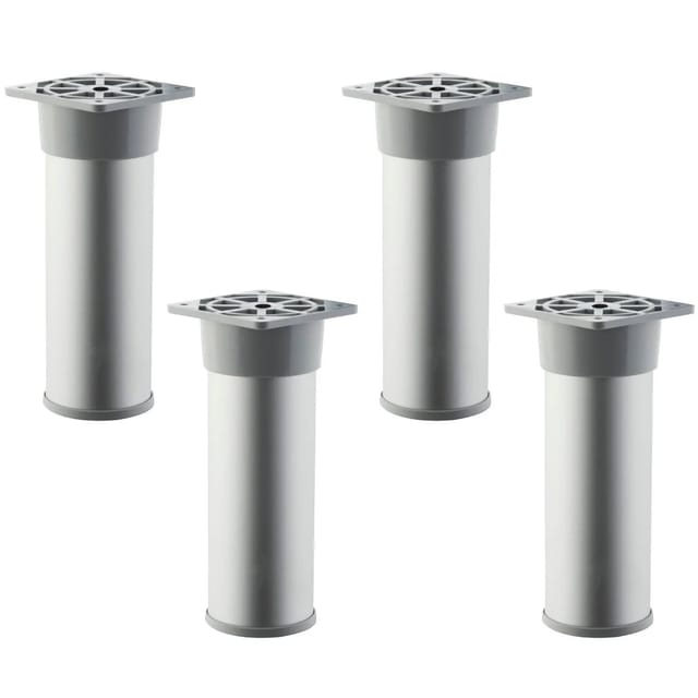 SOTECH 4er Set Möbelfüße ALFA Ø50 mm Höhe 150 mm Silberoptik Eloxiert