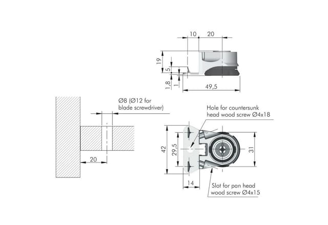 SOTECH Sockelhöhenversteller INTEGRATO Höhe 19 mm