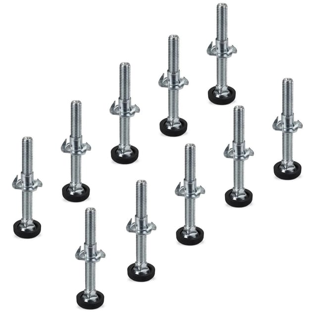 SOTECH 10er Set Verstellschrauben M8 x 70 mm mit Einschlagmutter und Kunststoff Fußteil