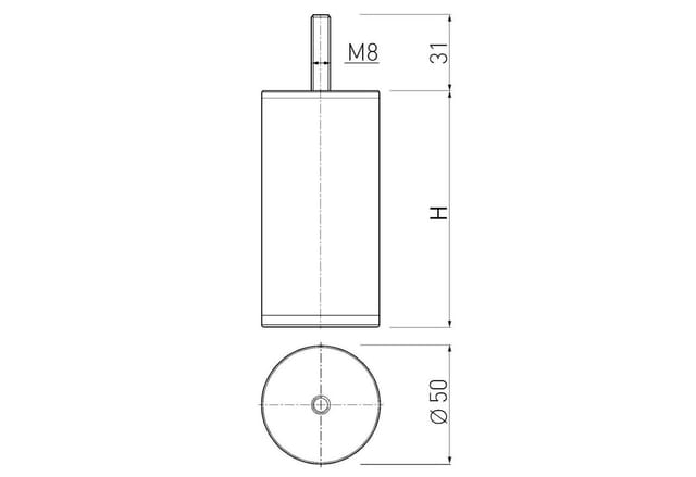 SOTECH Möbelfuß UNIFORM Chrom Poliert Höhe 120 mm