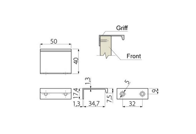 SOTECH Griffleiste JANE BA 32 mm Aluminium Chrom Matt