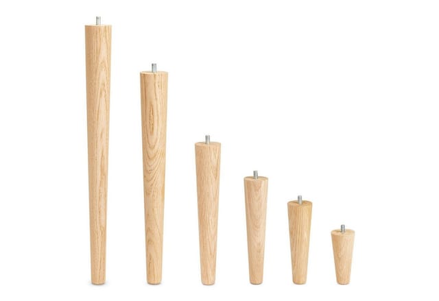 SOTECH 4 Stück Möbelfüße Eiche Massiv Ø45 25 mm Höhe 100 mm