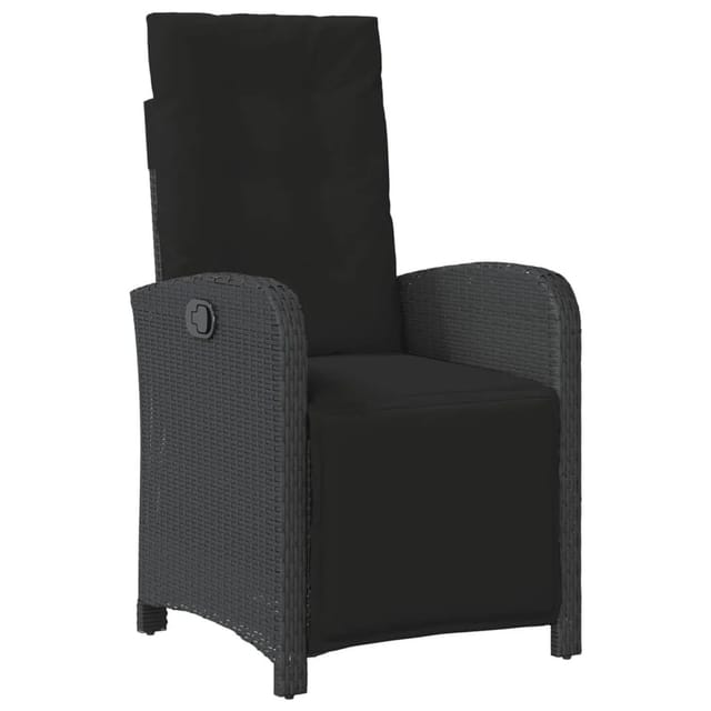 vidaXL Gartensessel mit Fußteil Verstellbar Schwarz Poly Rattan 365185