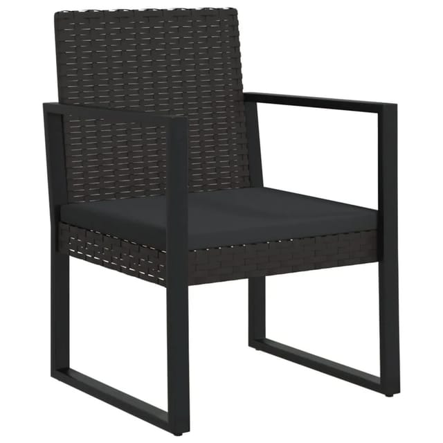 vidaXL Gartensessel mit Kissen Schwarz Poly Rattan 362324