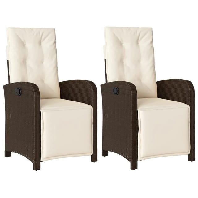 vidaXL Gartensessel mit Fußteil 2 Stk Verstellbar Braun Poly Rattan 365194