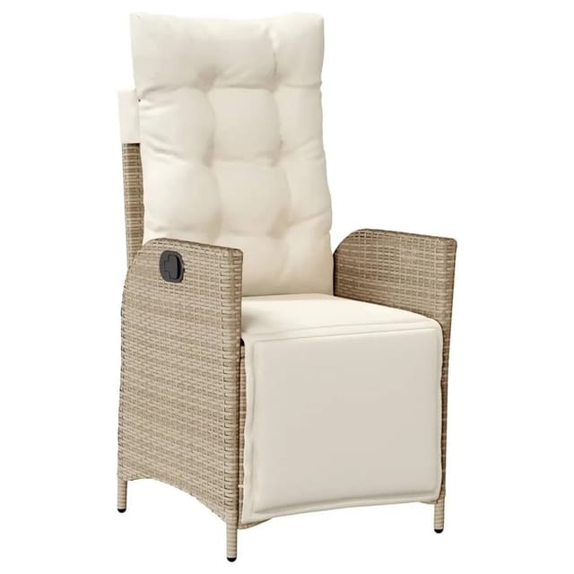 vidaXL Gartensessel mit Fußteil Verstellbar Beige Poly Rattan 365284