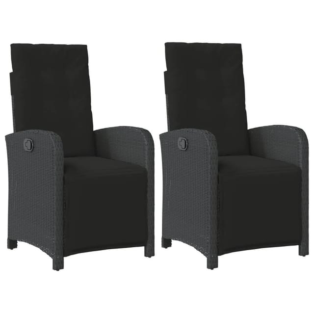 vidaXL Gartensessel mit Fußteil 2 Stk Verstellbar Schwarz Poly Rattan 365193