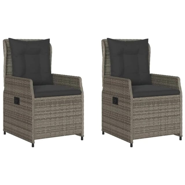 vidaXL Gartensessel 2 Stk Verstellbar Grau Poly Rattan 368654