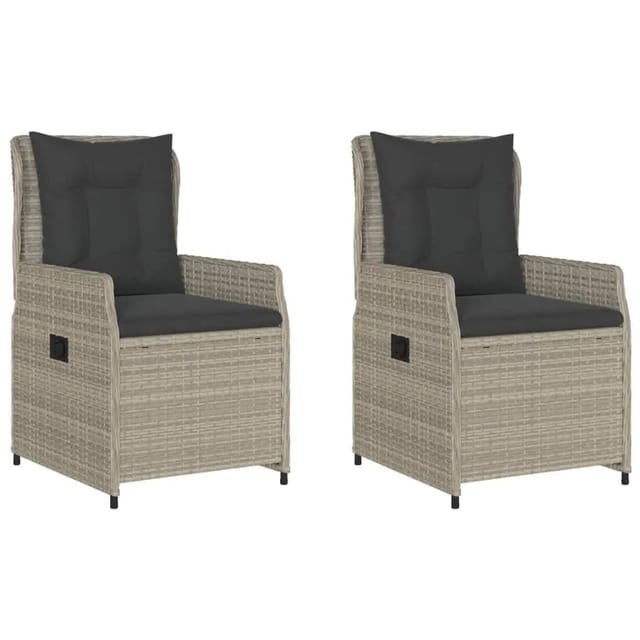 vidaXL Gartensessel 2 Stk Verstellbar Hellgrau Poly Rattan 368657