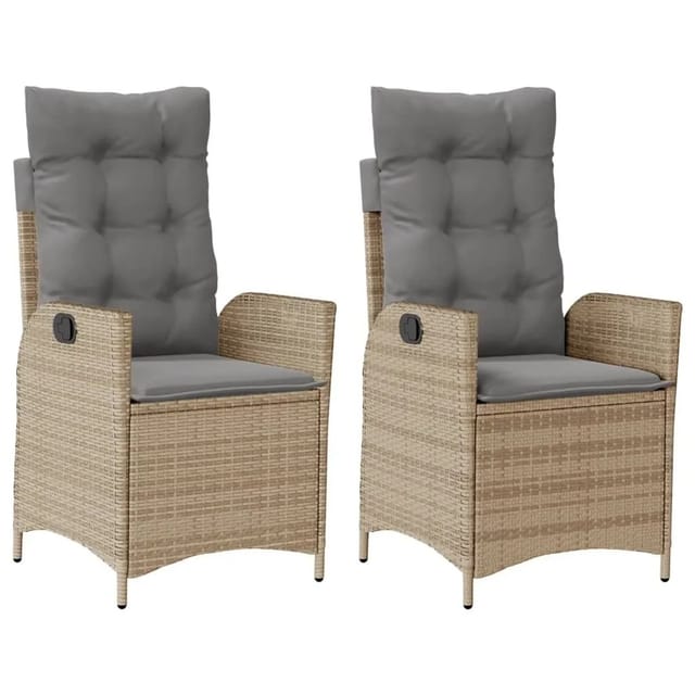 vidaXL Gartensessel Kissen 2 Stk Verstellbar Beigemischung Poly Rattan 365269