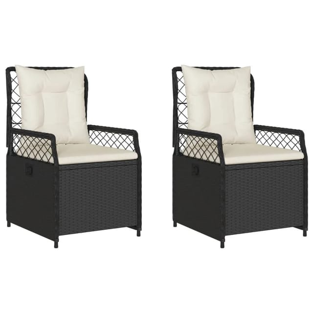 vidaXL Gartensessel 2 Stk Verstellbar Schwarz Poly Rattan 368661