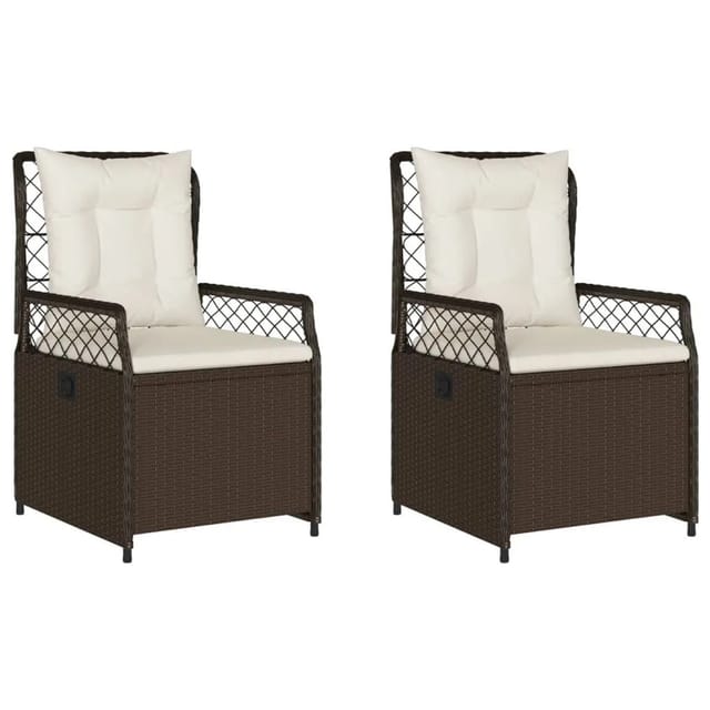 vidaXL Gartensessel 2 Stk Verstellbar Braun Poly Rattan 368662