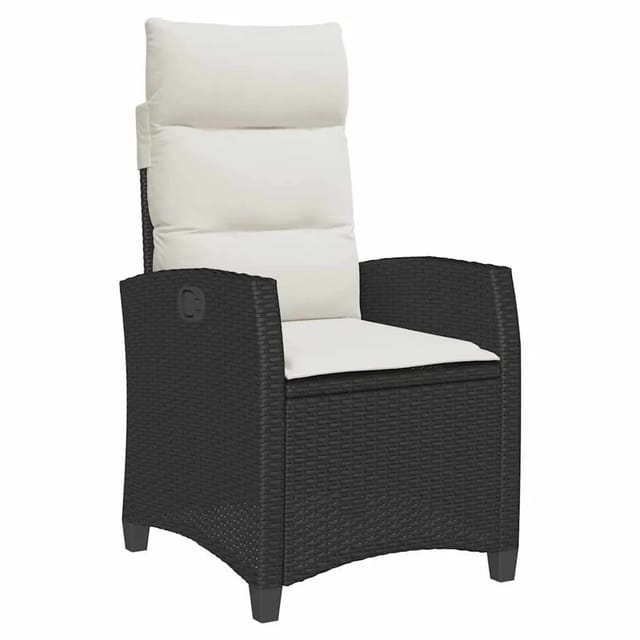 vidaXL Gartensessel mit Beistelltisch Verstellbar Schwarz Poly Rattan 4108270