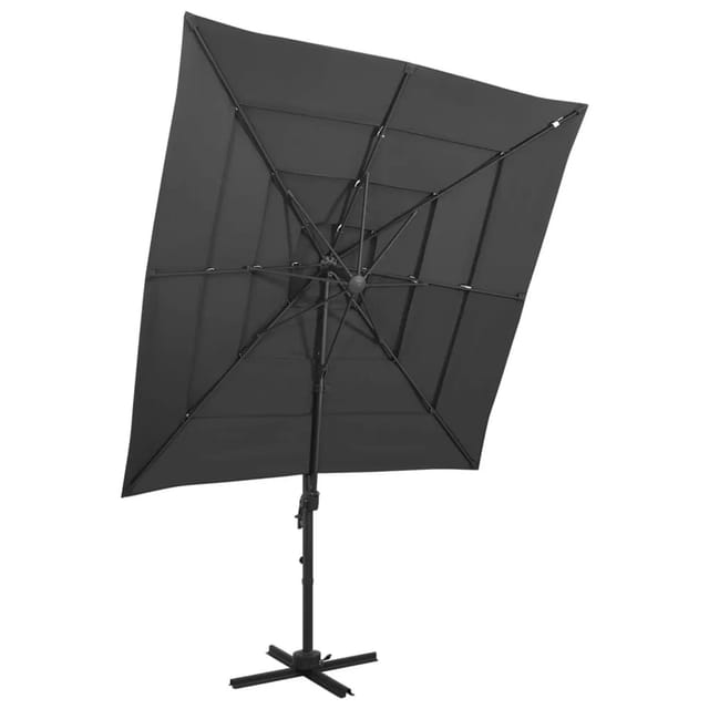vidaXL Sonnenschirm mit Aluminium-Mast 4-Lagig Anthrazit 250x250 cm 313822
