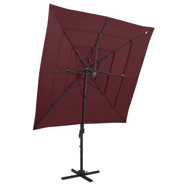 vidaXL Sonnenschirm mit Aluminium-Mast 4-Lagig Bordeauxrot 250x250 cm 313824