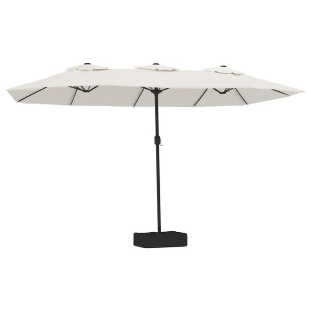 vidaXL Doppel-Sonnenschirm mit LED-Leuchten Sandweiß 449x265 cm 362953