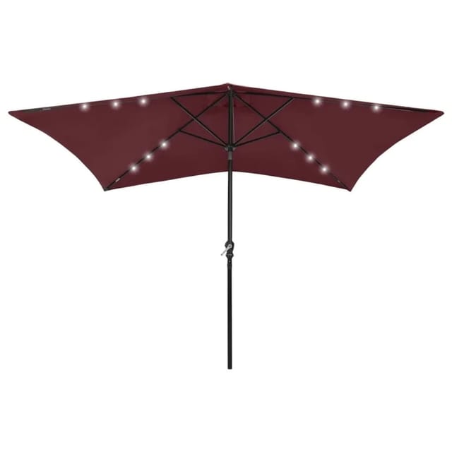 vidaXL Sonnenschirm mit LEDs und Stahl-Mast Bordeauxrot 2x3 m 313790