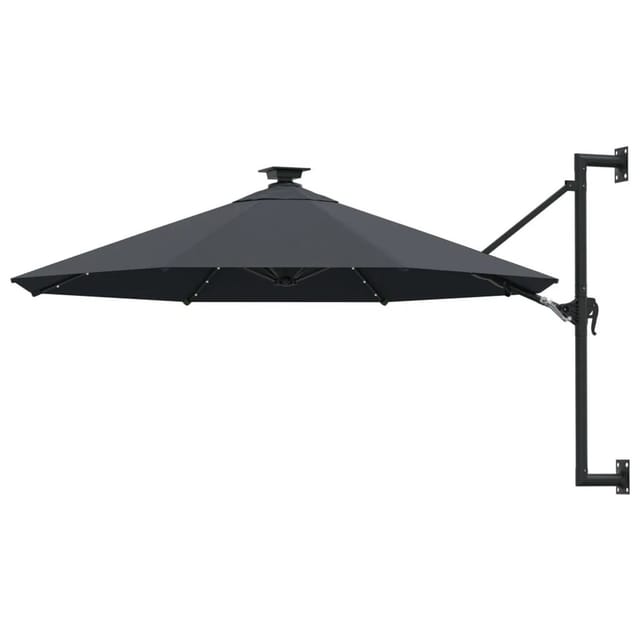 vidaXL Sonnenschirm zur Wandmontage mit LEDs 300 cm Anthrazit 312524