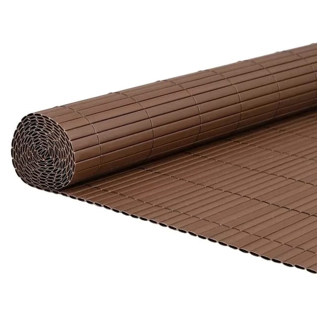 vidaXL Gartenzaun Doppelseitig Braun 1,8x5 m PVC 42002626