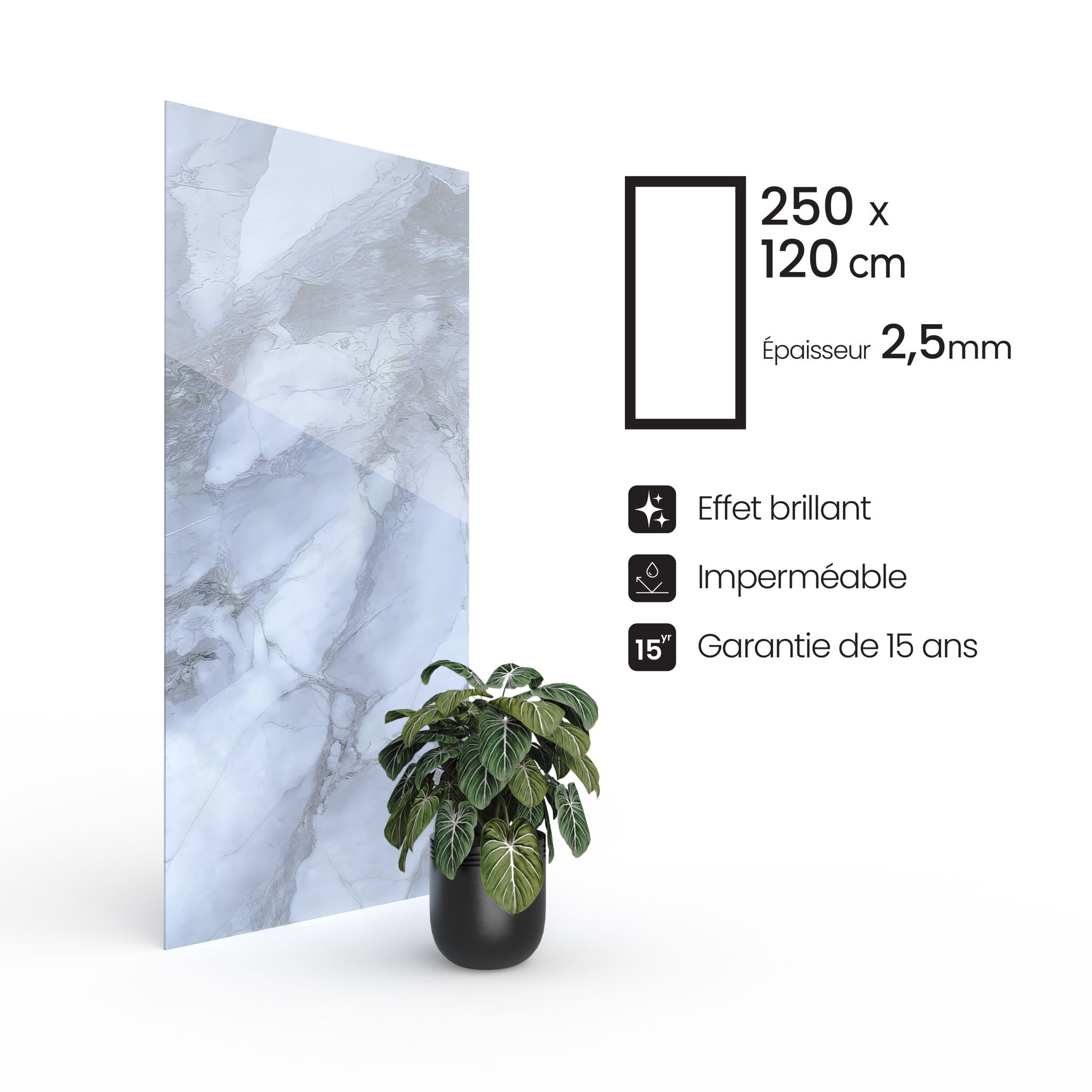 Steinpaneele Pvc Feinsteinzeug (statuario Stil) 250 X 120 Cm 100% Wasserdicht Duschrückwand & Küchenrückwand