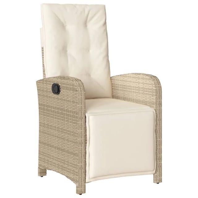vidaXL Gartensessel mit Fußteil Verstellbar Beige Poly Rattan 365188