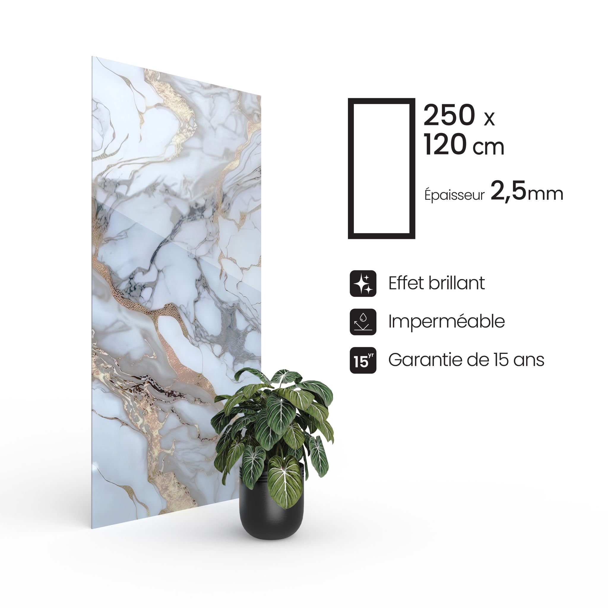 Marmorpaneele Pvc Gold (calacatta Oro Stil) 250 X 120 Cm 100% Wasserdicht Duschrückwand & Küchenrückwand