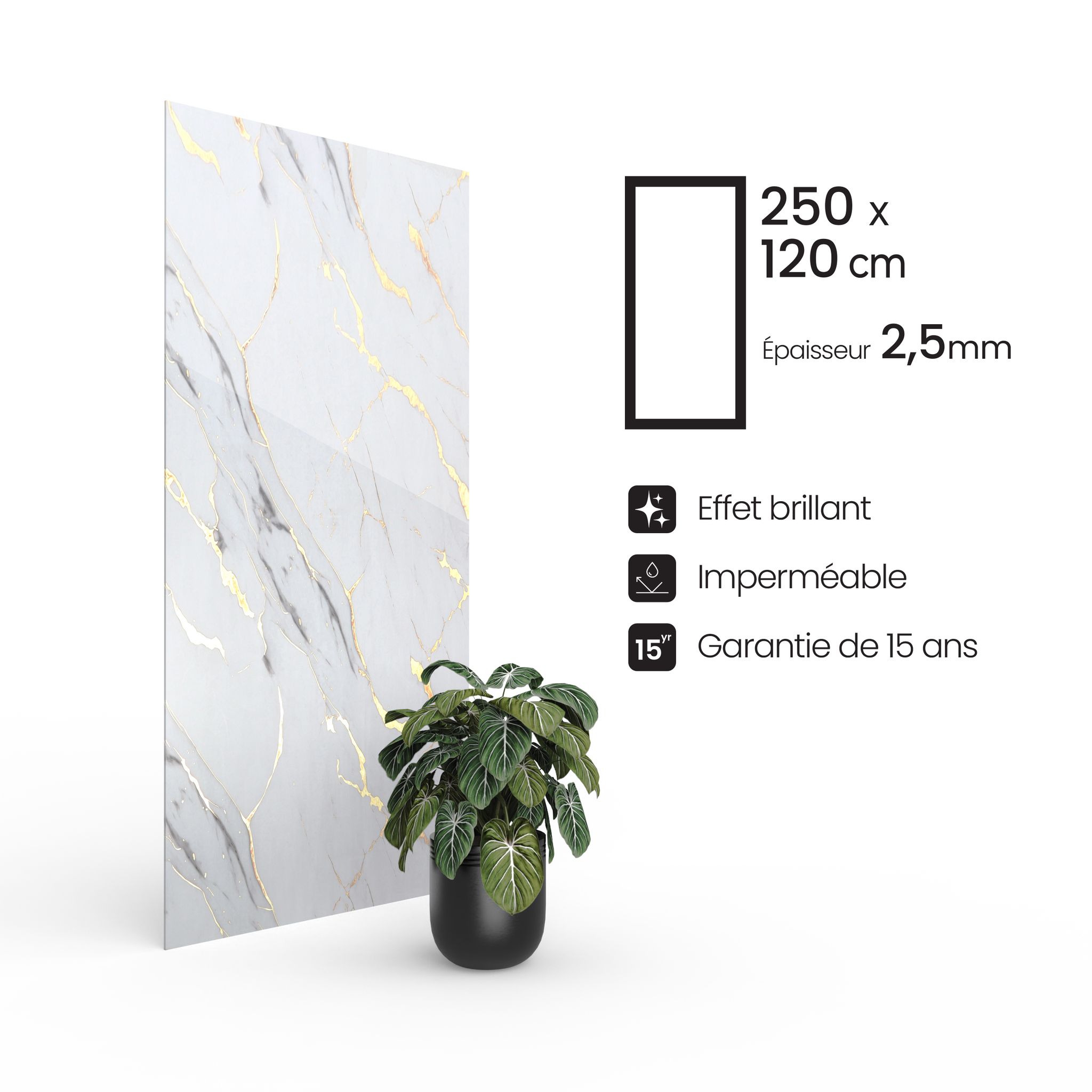 Marmorpaneele Pvc Weiß-grau (carrara Stil) 250 X 120 Cm 100% Wasserdicht Duschrückwand & Küchenrückwand