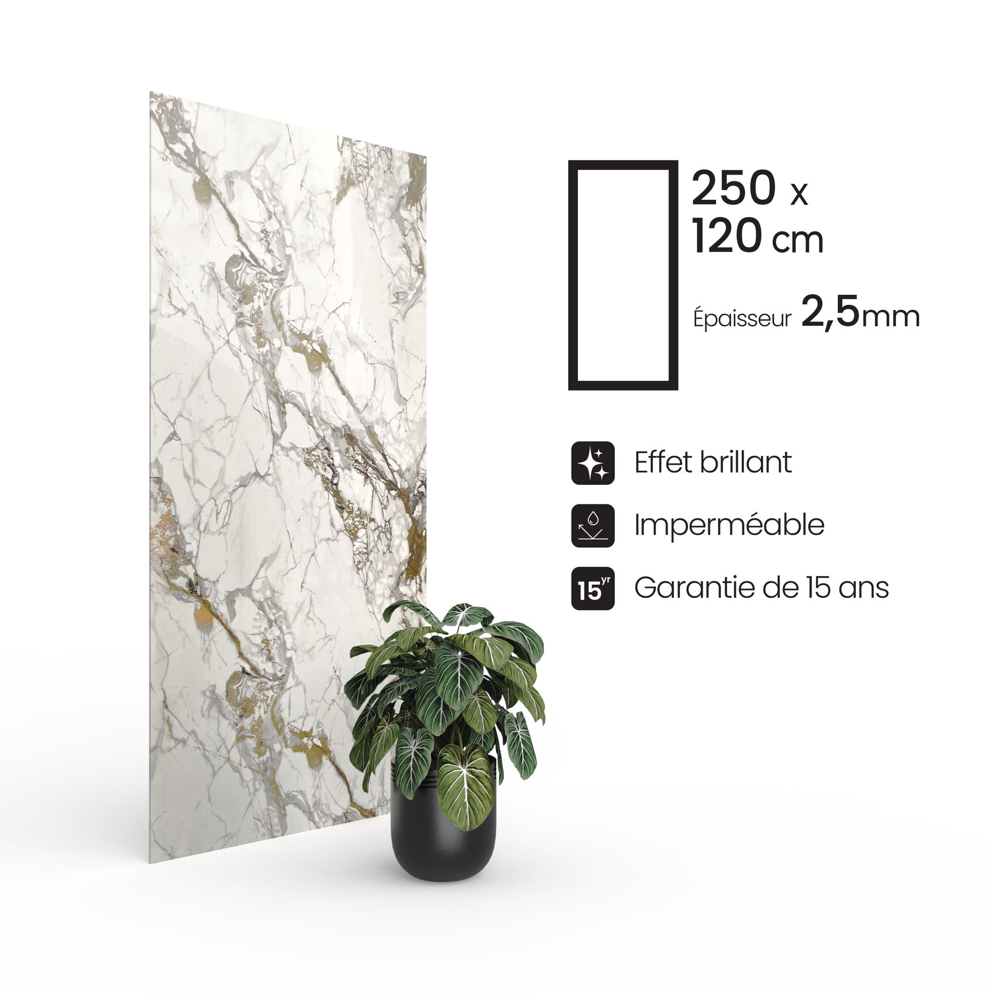 Marmorpaneele Pvc Weiß-gold (calacatta Stil) 250 X 120 Cm 100% Wasserdicht Duschrückwand & Küchenrückwand
