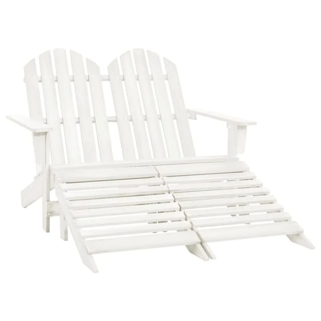 vidaXL Adirondack-Gartenbank 2-Sitzer mit Fußteil Tannenholz Weiß 315909